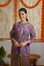 Festive Purple Zari Kurta Sharara Set