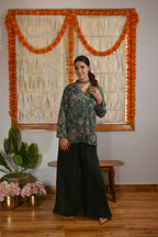 Festive Green Zari Kurta Sharara Set