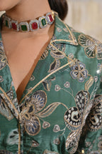 Festive Green Zari Kurta Sharara Set