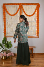 Festive Green Zari Kurta Sharara Set