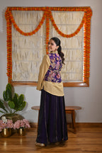 Shirt, Jacket & Sharara Three-Piece Set – Purple & Floral