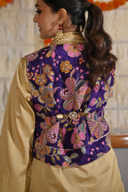 Shirt, Jacket & Sharara Three-Piece Set – Purple & Floral