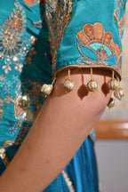 Azure Bloom Draped Skirt Set