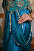 Azure Bloom Draped Skirt Set