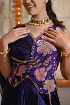 Royal Amethyst Draped Skirt Set