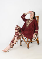 Taapsi Maroon Corduroy Coord Set