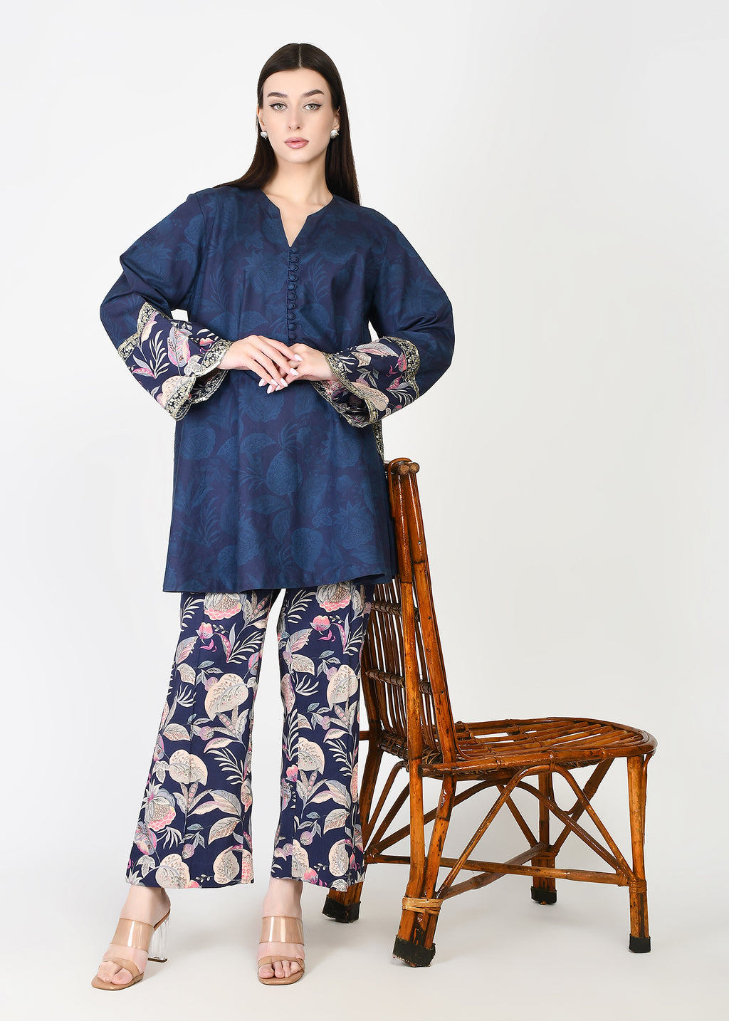 Taapsi Blue Corduroy Coord Set