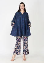 Taapsi Blue Corduroy Coord Set