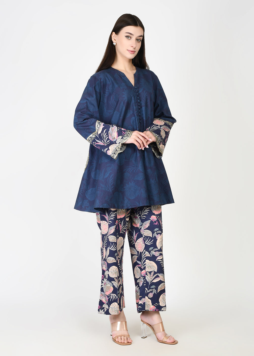 Taapsi Blue Corduroy Coord Set