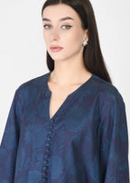 Taapsi Blue Corduroy Coord Set