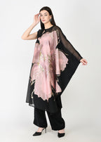 Blush Pink & Black Three Piece Kaftan Set