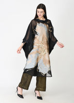 Powder Blue & Black Three-Piece Kaftan Set
