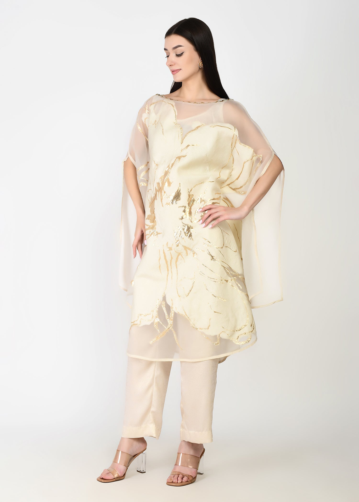 Vanilla Gold Opulent Three-Piece Kaftan Set