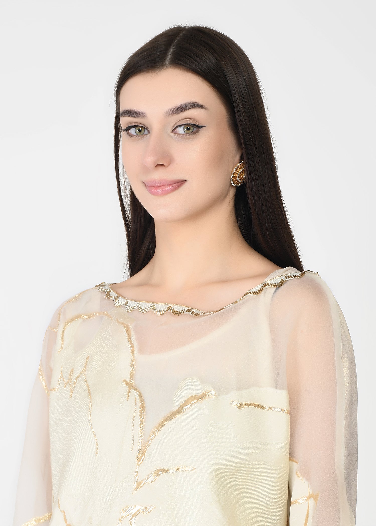 Vanilla Gold Opulent Three-Piece Kaftan Set