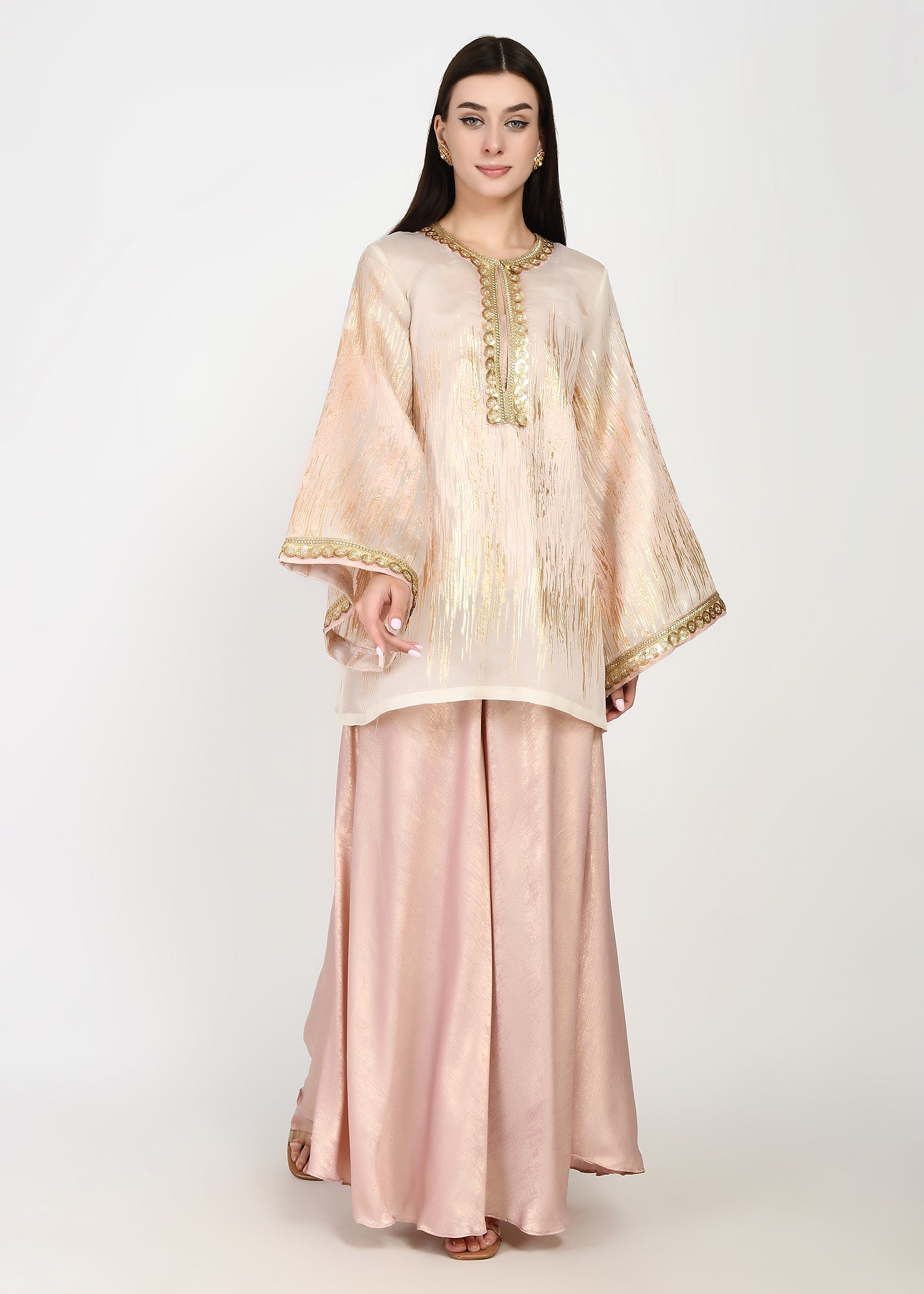 Luxe Powder Pink & Gold Sharara Coord Set