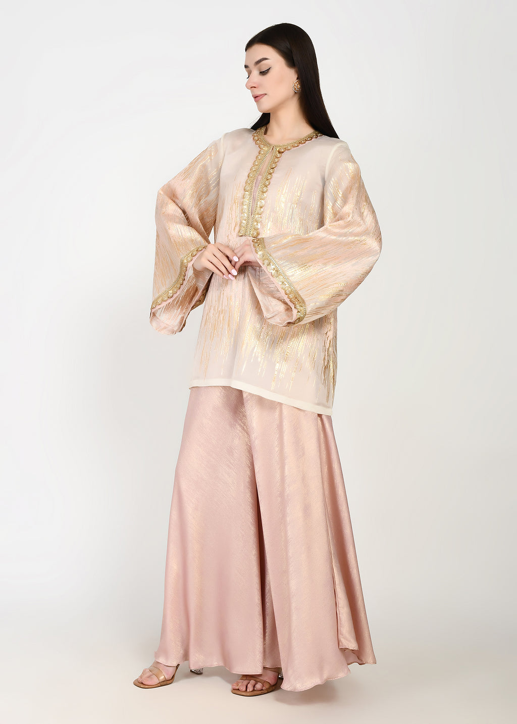 Luxe Powder Pink & Gold Sharara Coord Set