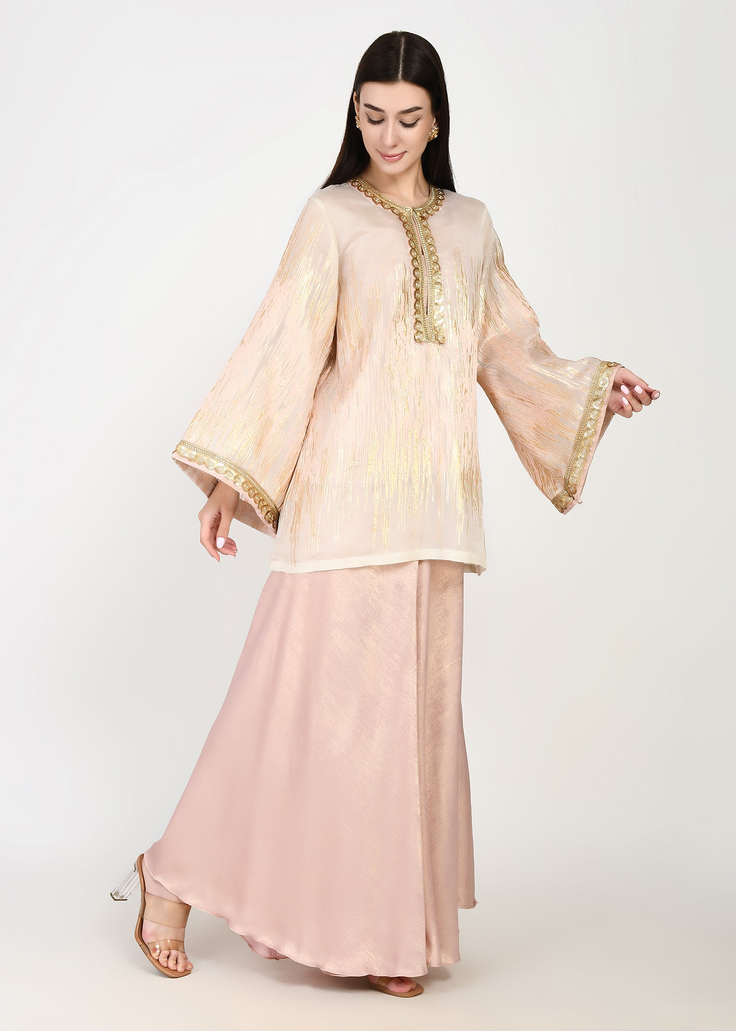 Luxe Powder Pink & Gold Sharara Coord Set