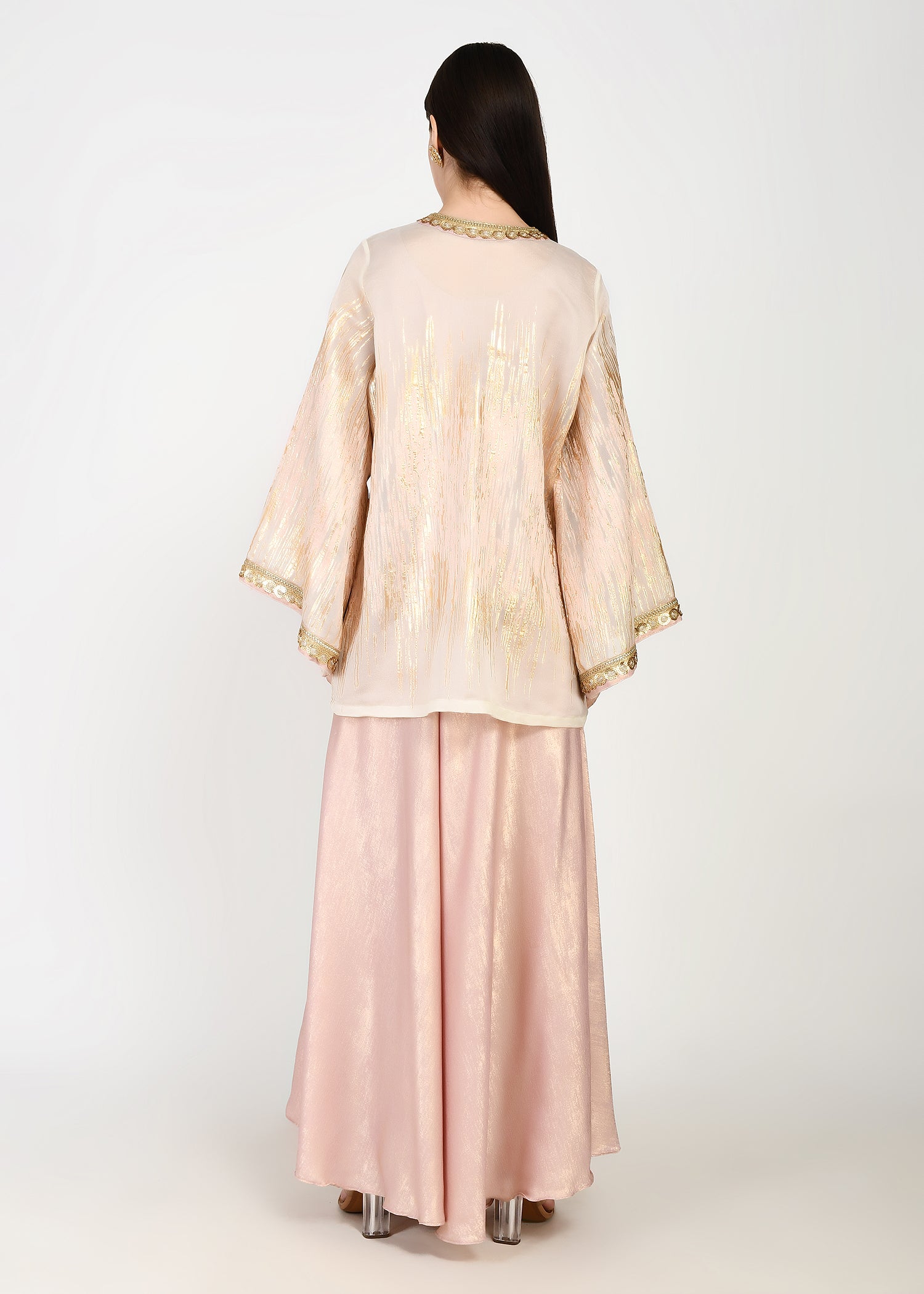 Luxe Powder Pink & Gold Sharara Coord Set