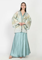 Breezy Aqua & Gold Sharara Coord Set