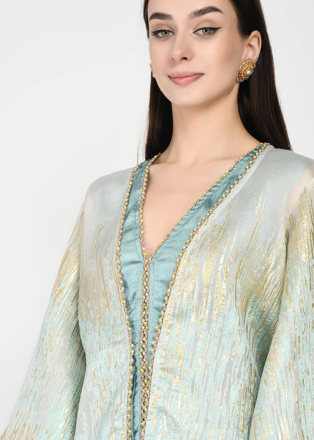 Breezy Aqua & Gold Sharara Coord Set