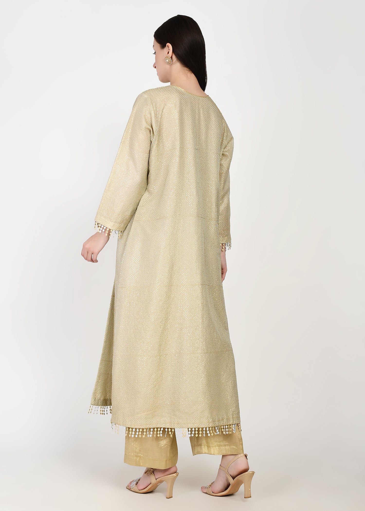 Twinkling Gold High-Low Kurta & Pants Coord Set