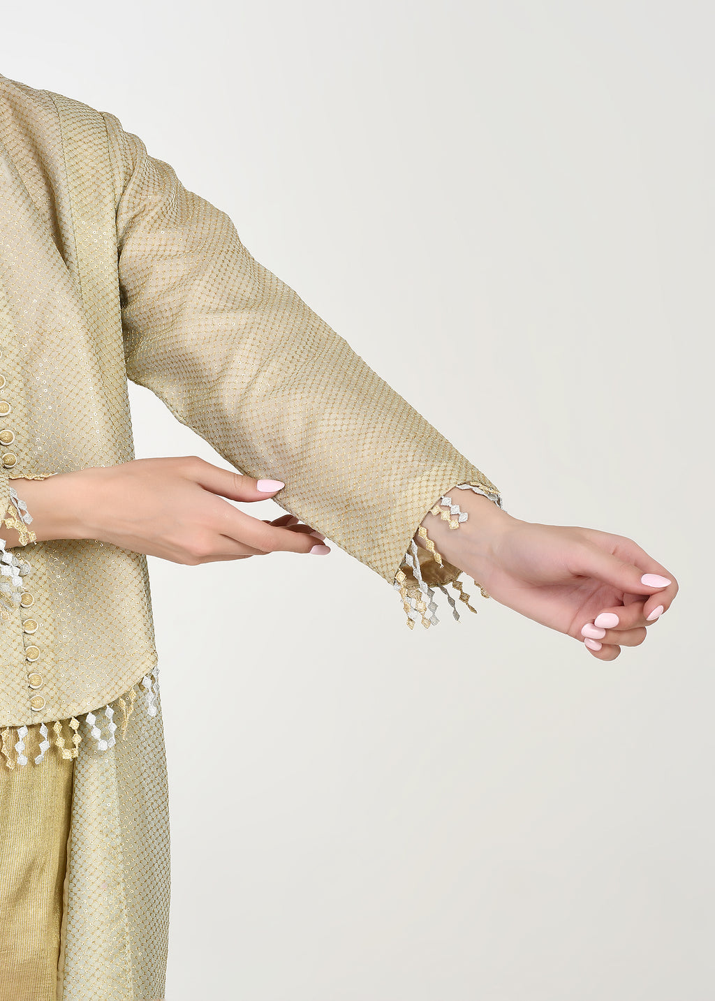 Twinkling Gold High-Low Kurta & Pants Coord Set