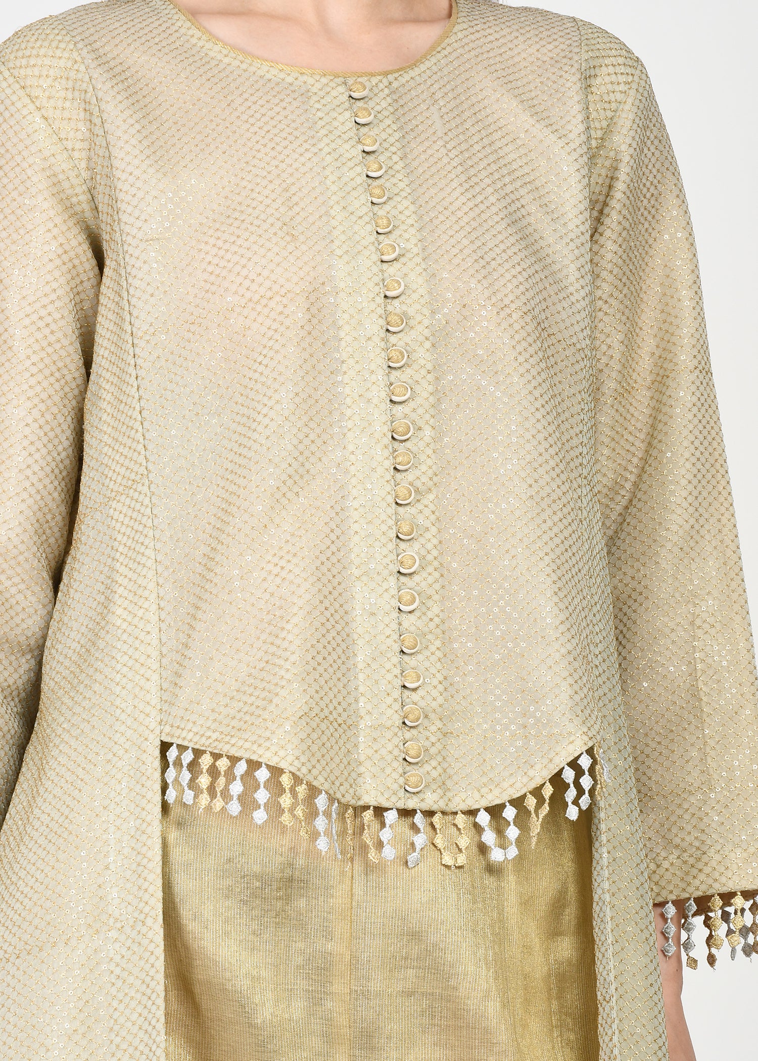 Twinkling Gold High-Low Kurta & Pants Coord Set