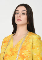 Sunrise Glow Yellow Three-Piece Kurta, Pant & Jacket Set