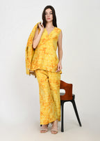 Sunrise Glow Yellow Three-Piece Kurta, Pant & Jacket Set
