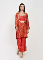 Scarlet Rose Embellished Three-Piece Kurta, Crop-Top & Pants Set