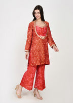 Scarlet Rose Embellished Three-Piece Kurta, Crop-Top & Pants Set