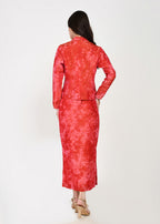 Crimson Red Crop Blazer & Straight Skirt Set
