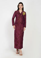 Twilight Grape Crop Blazer & Straight Skirt Set