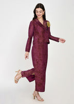Twilight Grape Crop Blazer & Straight Skirt Set