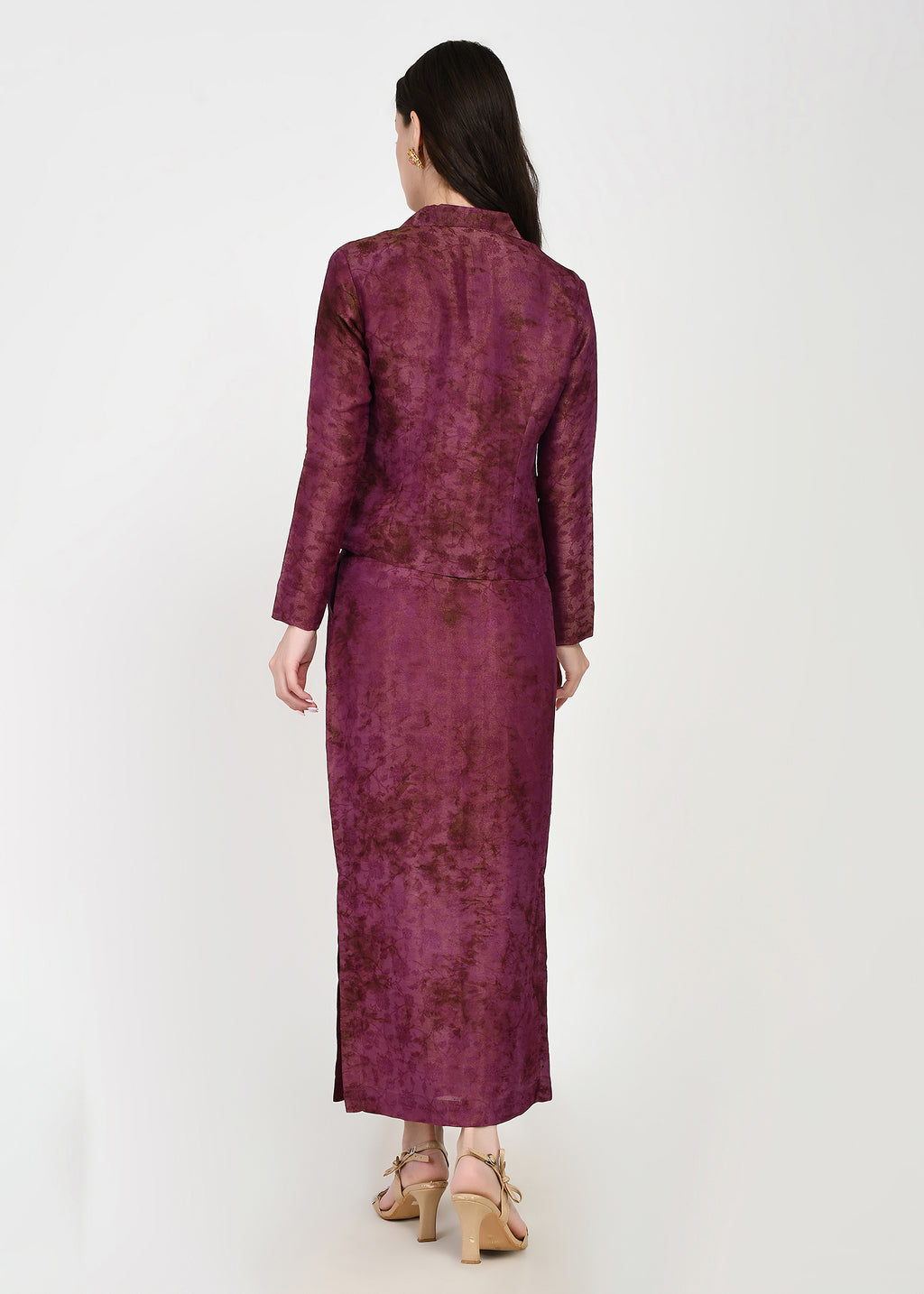 Twilight Grape Crop Blazer & Straight Skirt Set