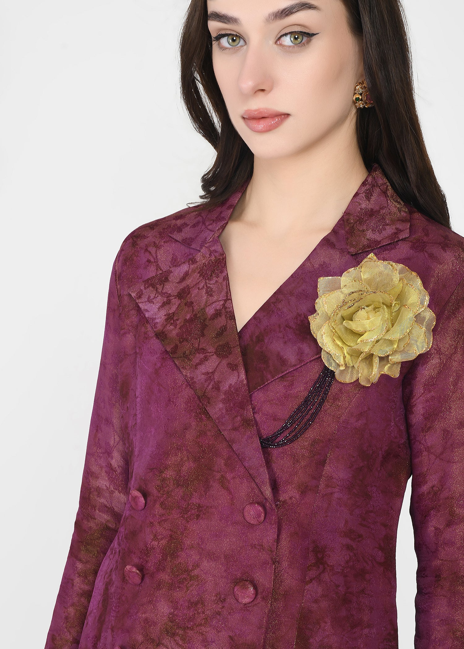 Twilight Grape Crop Blazer & Straight Skirt Set