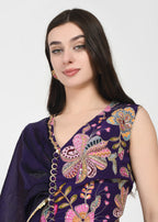 Royal Amethyst Draped Skirt Set