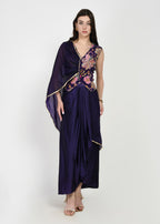 Royal Amethyst Draped Skirt Set