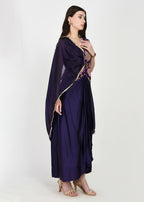 Royal Amethyst Draped Skirt Set