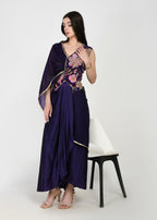Royal Amethyst Draped Skirt Set