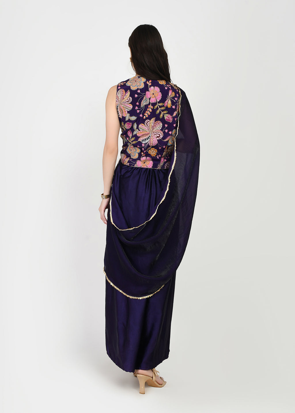 Royal Amethyst Draped Skirt Set
