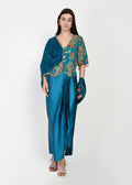 Azure Bloom Draped Skirt Set