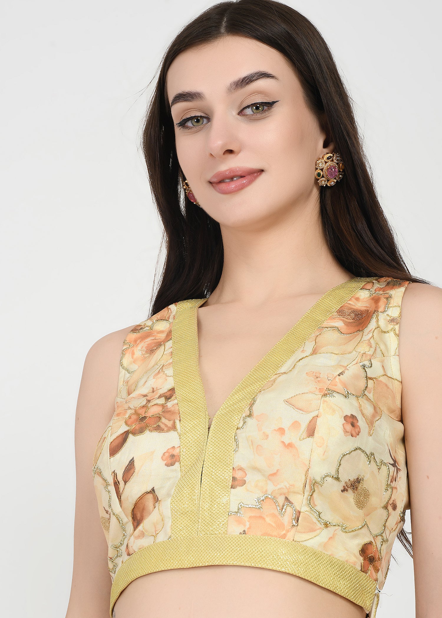 Sunset Hues Yellow Floral Crop-top Skirt Set