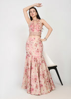Blush Rose Couture Crop-top Skirt Set