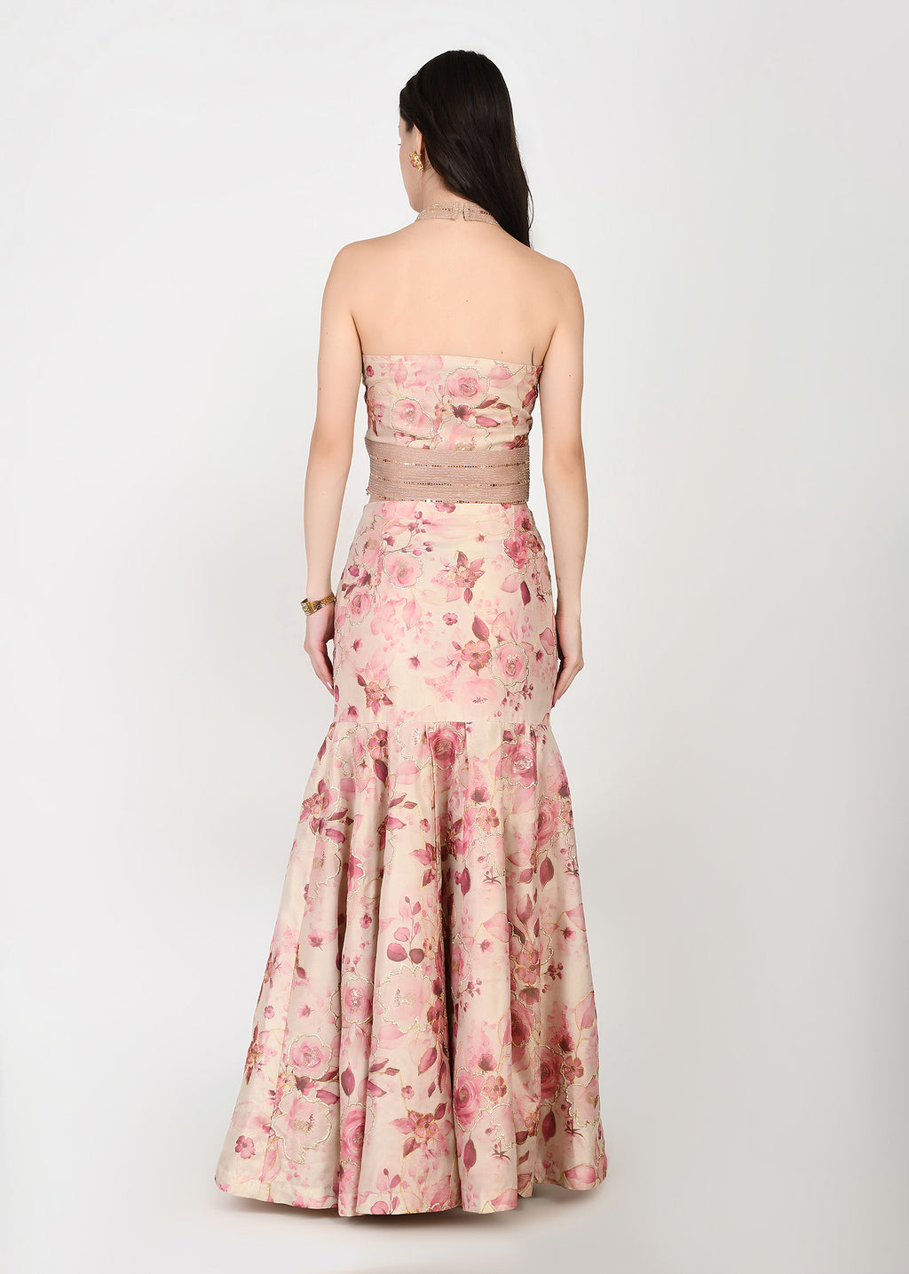 Blush Rose Couture Crop-top Skirt Set