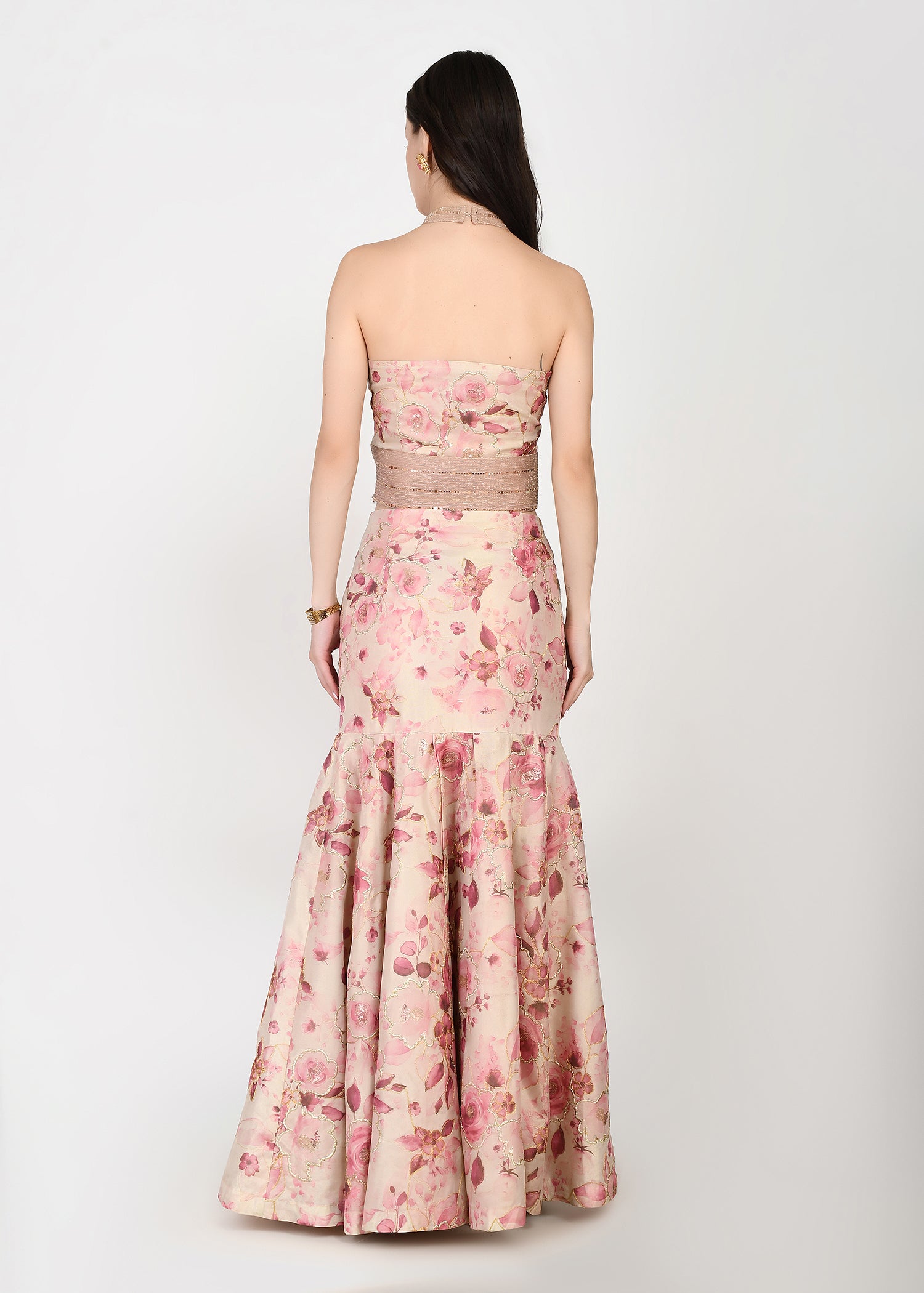 Blush Rose Couture Crop-top Skirt Set