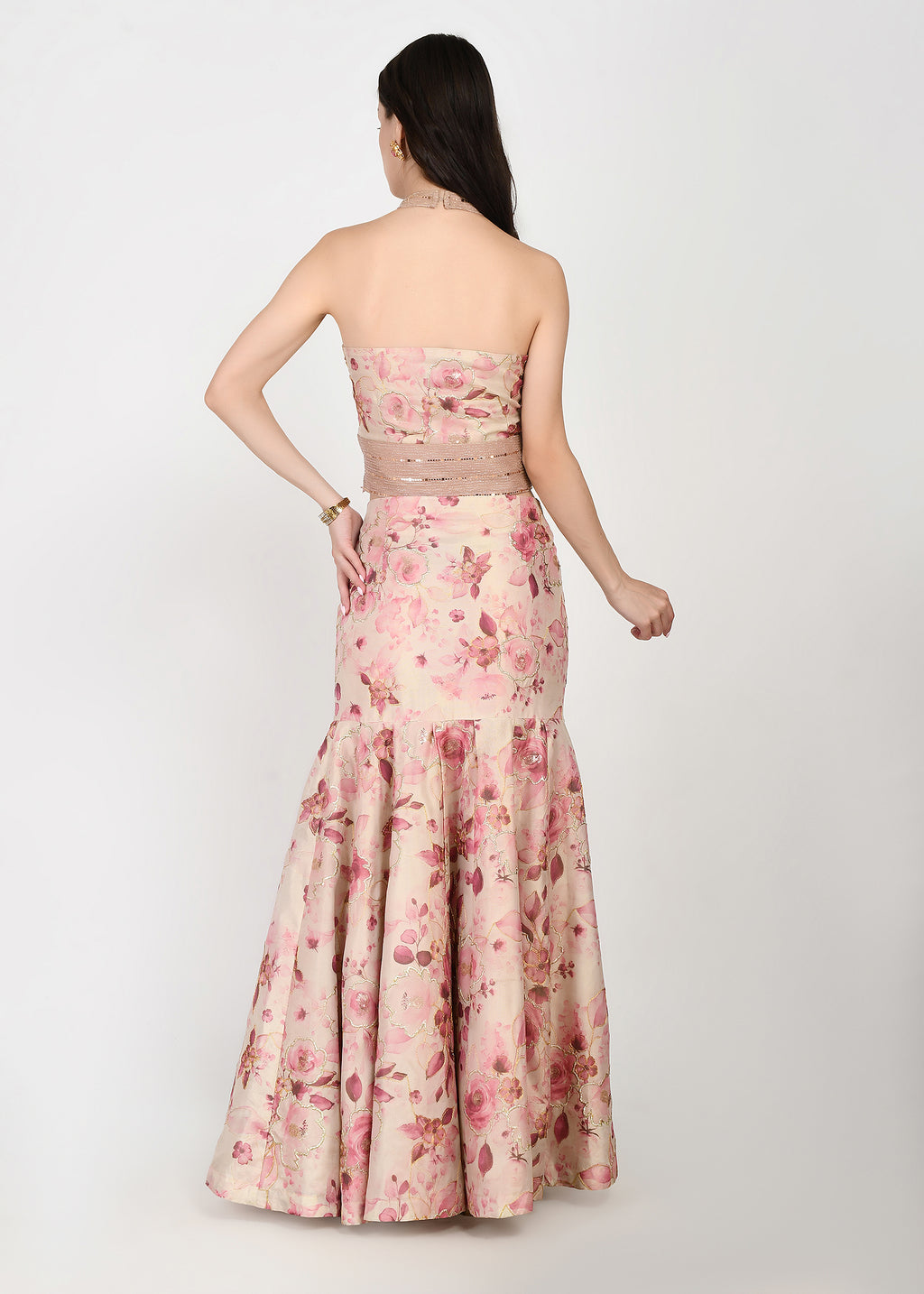 Blush Rose Couture Crop-top Skirt Set