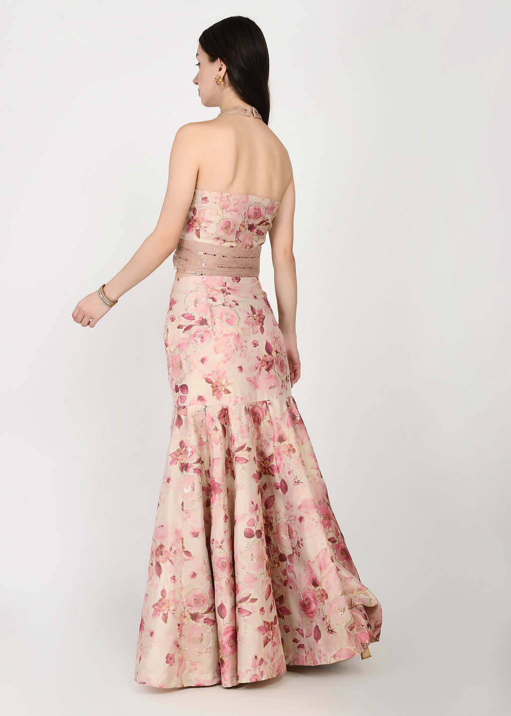 Blush Rose Couture Crop-top Skirt Set