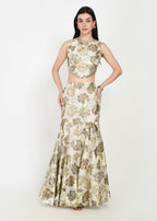 Ivory Gold Luxe Crop-top Skirt Ensemble