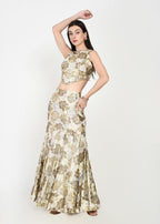 Ivory Gold Luxe Crop-top Skirt Ensemble